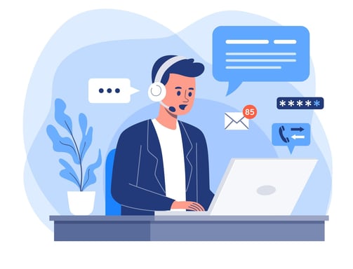 a man in a headset with a headset and a headset