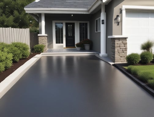 A textured asphalt surface with a prominent diagonal yellow paint stripe running across it. The paint appears slightly worn, contrasting against the dark, rough texture of the asphalt.
