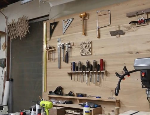 A wall organizer with a large range of tools