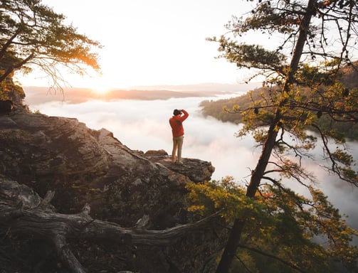 Nate Bowery taking a photo of cloud inversion at sunrise near Chattanooga, Tennessee