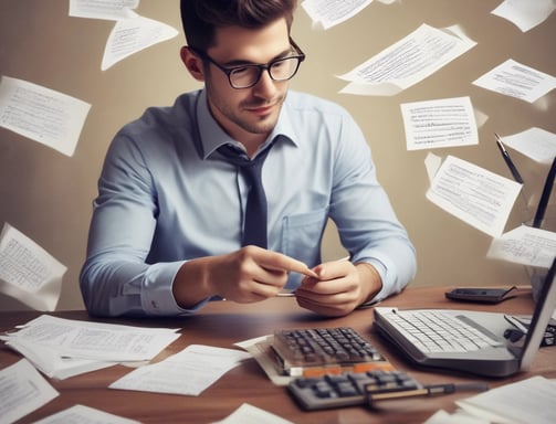 A calculator is placed on top of a stack of books, one of which is titled 'Chemistry'. An open book with text and diagrams is positioned in the background, suggesting a study or work environment. There are additional items like a small bottle and a tube nearby.