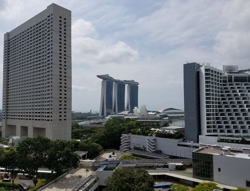 Lady and The Pirate's view from their room in the Pan Pacific Hotel in Singapore