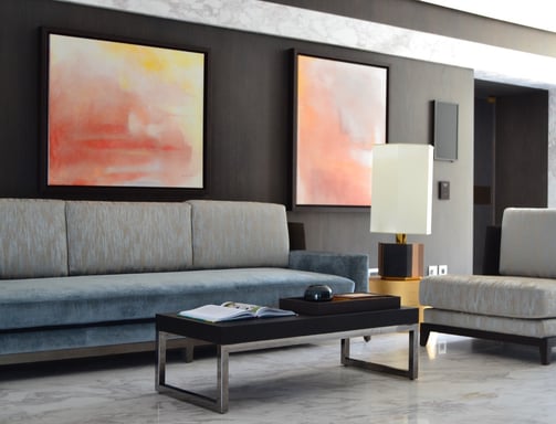 Fine art painting created by Lumai Studio for luxury resort suite interior in Cyprus