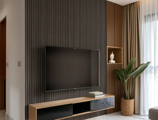 panneaux linea cannelés noir droit intérieur déco