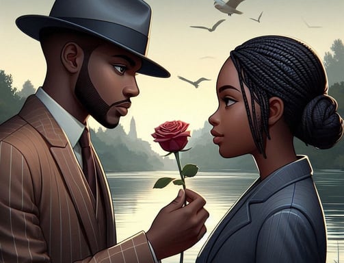 Maurice gives Tamara a rose, symbolizing love and tenderness on their transformative journey.