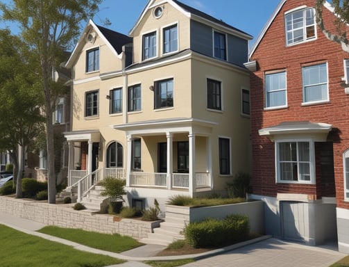 A street advertisement is placed in front of a stone building with an arched window. The ad promotes a website, marcobeteta.com, and suggests finding restaurants. It lists various cuisines such as Mexican, Israeli, Greek, and more, with an image of food including pasta and what appears to be shrimp.