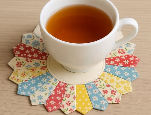 Teacup on a small handmade Dresden doily.