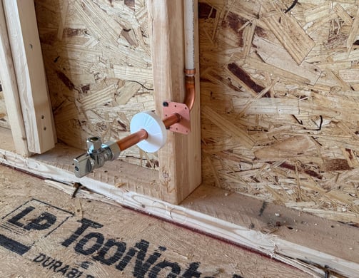 copper stub-out, new construction, premium feature, angle stop, stub out, stub-out, copper
