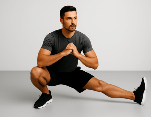 a man in a black shirt and black shorts