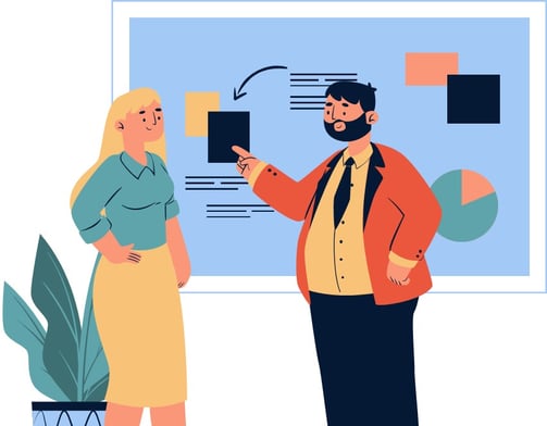 Image showing a man explaining the mission statement to a woman.