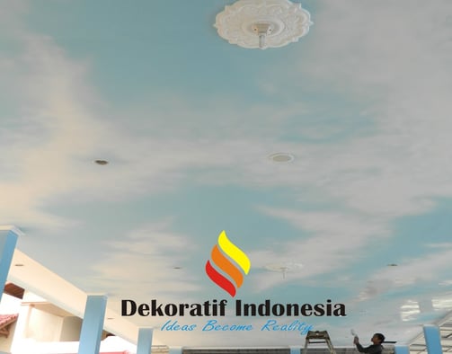 Jasa Cat Plafon Motif Awan Per M2