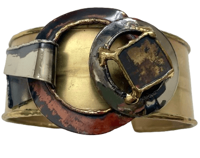 Asymmetrical Artisan Handcrafted Brutalist Cuff Bracelet