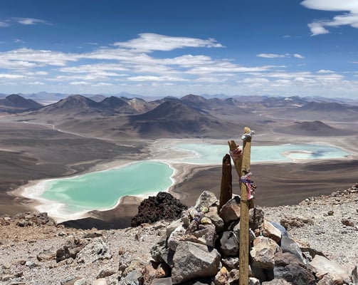 View of Laguna Verde from the summit of Licancabur volcano.
