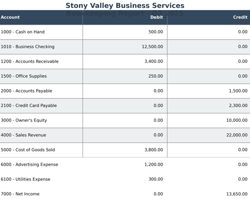 Book Keeping Report