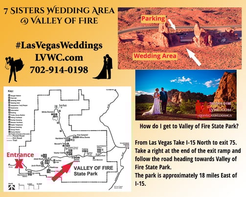 map of 7 sisters wedding area at valley of fire state park