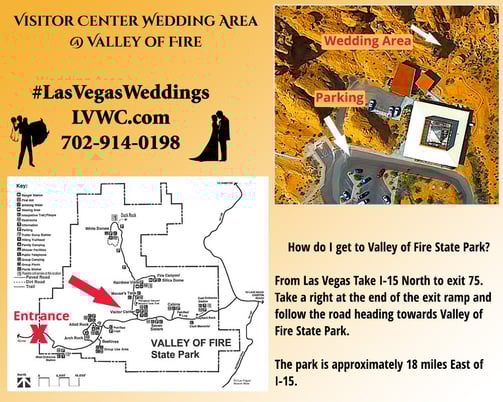 a map of visitor center wedding area at valley of fire state park