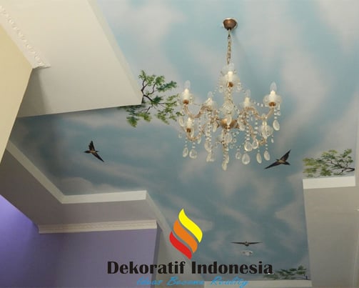 Jasa Cat Motif Awan Plafon Rumah