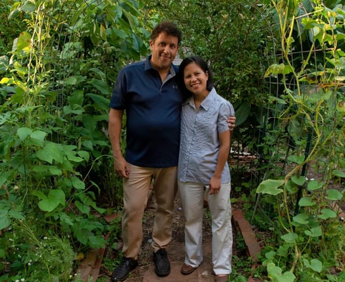 Nicky and Dave Schauder in their backyard garden.