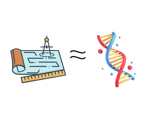a picture of a blueprint and dna
