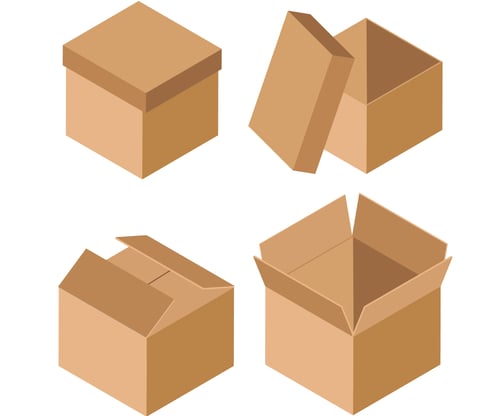 Desenho de modelos diversos de caixas de papelão