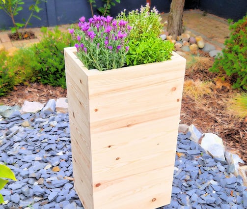 tall wooden planter made from natural wood handmade quality wood  