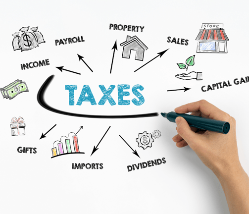 a person writing a tax statement on a white board to advise clients taxes