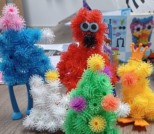 Spikey toy balls made into monsters