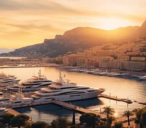 Monaco Marina at sunset