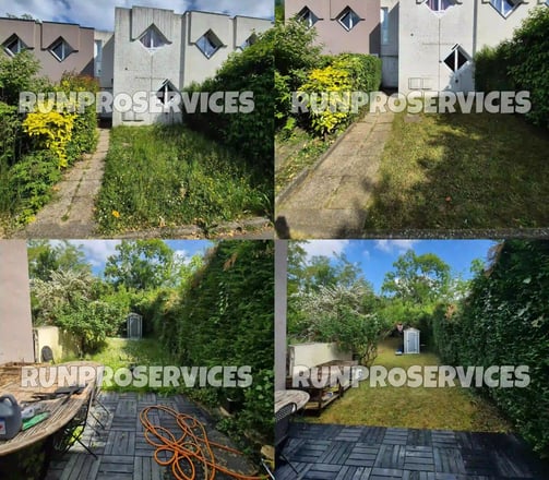 Tonte de pelouse par un jardinier professionnel
