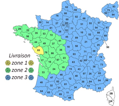 zone de livraison en France Métropolitaine (hors iles)