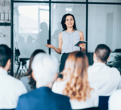 a qualified accountant presenting financial data to a board of directors