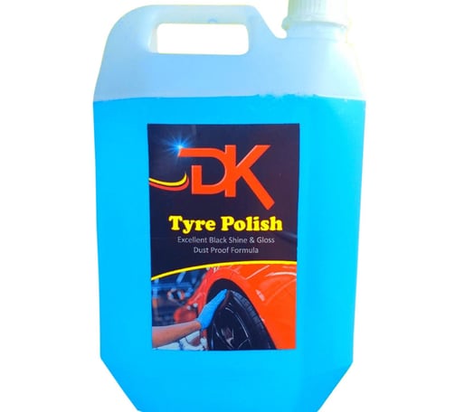 1. Highly concentrated DK Tyre Polish in a 5-liter container, providing high gloss and dust-proof shine for tyres.  2. DK Tyr