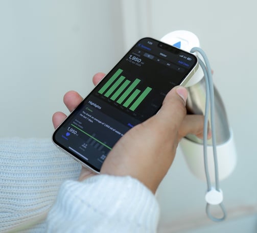 liquisip bottle with smartphone connectivity, white bottle