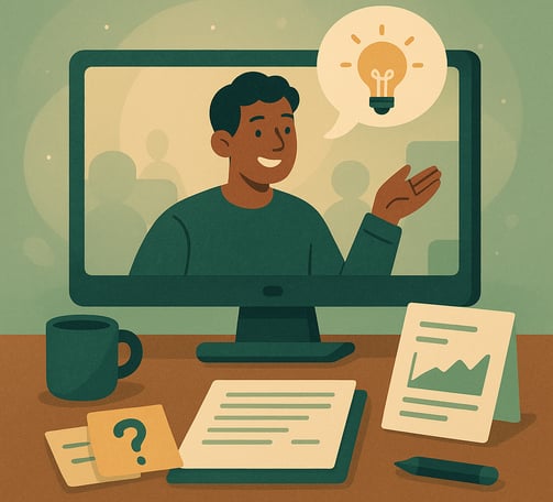 Illustration for interview prep services, mock interview, job search help, resume help