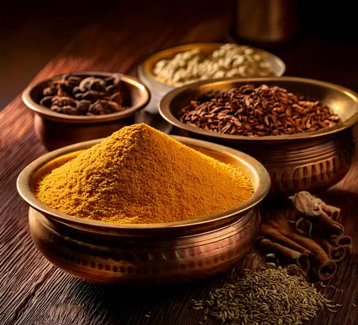 a variety of spices in bowls