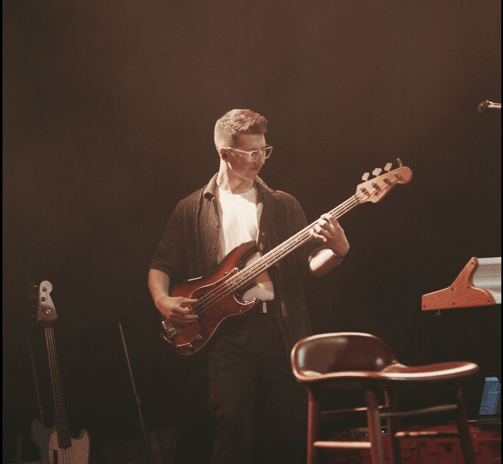 Playing a Fender Precision bass with Bea and Her Business in Copenhagen