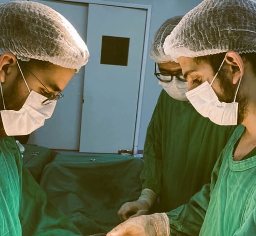 Cirurgiões do aparelho digestivo operando