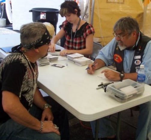 Looking them right in the eyes and drawing what you see in the heart. Biker caricatures are the best