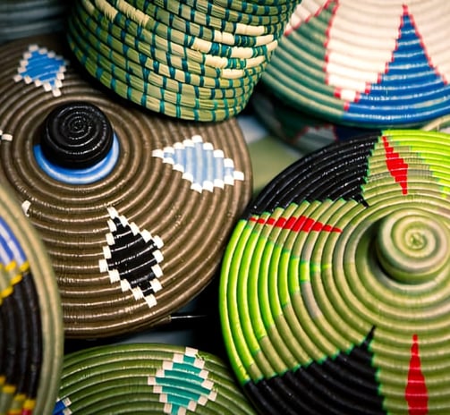 Traditional african handmade baskets Detail of traditional african handmade product- Rwanda culture