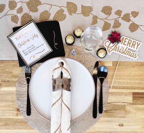 Cricut made table setting for Christmas in July