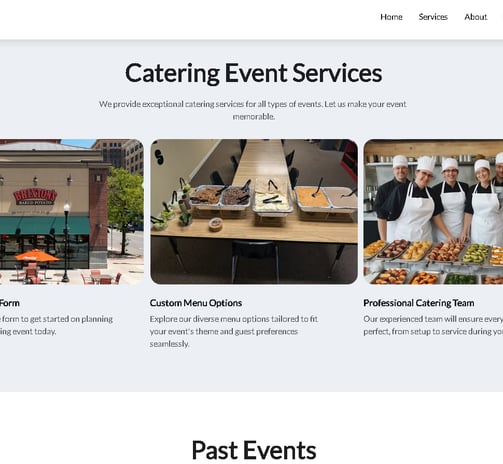 a website page with a picture of a restaurant