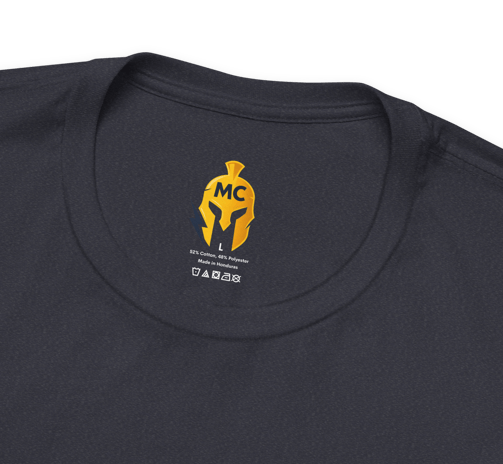 a t - shirt with a yellow and black logo on it