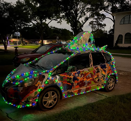 art car with lights - map of space and time