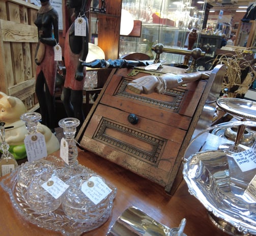 antiques and curios @jkfarm.co.uk glassware, Africana, bread bin, silver