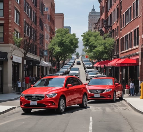 woman in beige coat riding red bicycle during daytime