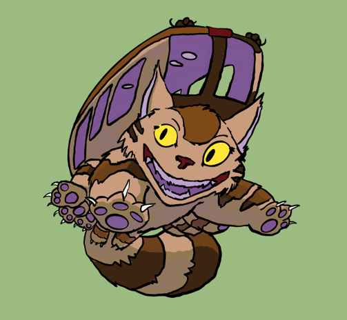The Cat Bus drawn in Procreate 