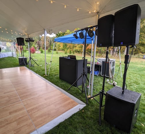 a DJ set up for a wedding reception