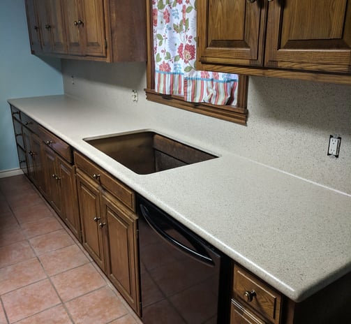 a kitchen countertop refinished in a light brown and white color in lindale texas