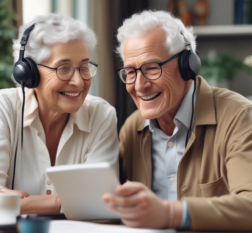A person is holding a phone receiver against a vibrant red background, appearing animated with blurred motion.