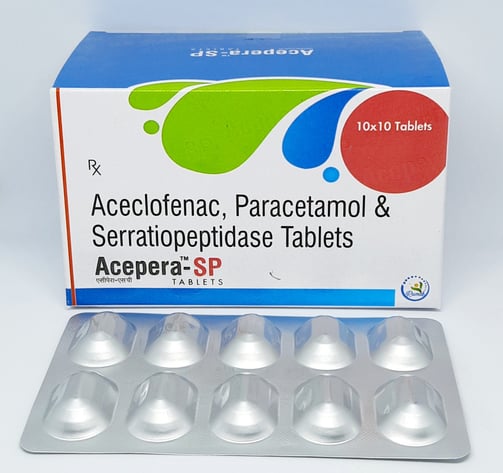 Acepera-SP | Aceclofenac, Paracetamol, Serratiopeptidase Tablet